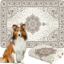 Washable Pee Pads for Dogs, Reusable Dog Training Pads. 54''x72'' Super Absorbent Dog Rugs, Non-Slip and Leakproof Pee Mat for Dogs, Large Whelping Pads for Crates and Floors (Vintage White)