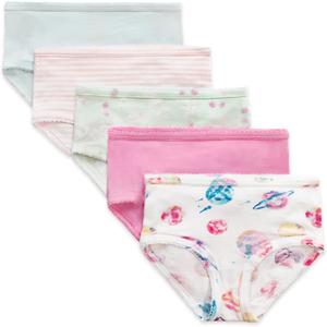 Burt's Bees Baby Baby Toddler Girl Underwear, Organic Cotton, Pack of 5, Planets & Unicorns, 2-3T