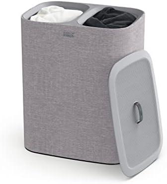 Joseph Joseph Tota 90 liter/ 23.8 gallon Laundry Hamper Separation Basket with lid, 2 Removable Washing Bags with Handles - Gray