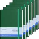 Lined Journal Notebooks, 6 Pack 160 Pages, 5.5x 8.2-Inch Journals for Women Men, Hardcover Notebook with 100 gsm Thick Paper, A5 Size College Ruled Notebook for Writing/Travel/Work (Green-6 Pack)