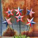 WKHOMEDECO 6 Pcs 4th of July Decorations Outdoor, 22" Patriotic Metal Barn Stars Decorative Garden Stakes for Independence Day, Americana Patriotic Yard Signs Decor for Garden Lawn Porch