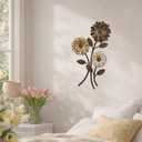 Xuhal Metal Flower Wall Art, 15.75 Inch Vintage Daisy Wall Decor, Rustic Metal Floral Hanging Farmhouse Spring Leaf Sculpture for Living Room Bedroom Indoor Outdoor(Brown)