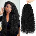 8 Packs Goddess Faux Locs Crochet Hair for Black Women, Long Goddess Locs Crochet Hair, Boho Style Locs, River Hair with Curly Ends (22Inch, 1B#, 8Packs)