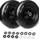AR-PRO (2-Pack) 11x4.00-5 Flat Free Tire and Wheel, Universal 11x4-5 Solid Smooth Tractor Turf Tire with Rim, 3.4" Centered Hub and 3/4" & 5/8" Bushing, For Zero Turn Mowers and Riding Lawn Mower (Black(Smooth Tread))