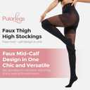 Faux Thigh High Tights for Women - Fishnet Gothic Pantyhose, High Waist Over-The-Knee Goth Leggings (Black)