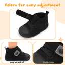 FEETCITY Baby Boots Boys Girls Infant Slippers Cozy Fleece Boots First Walking Shoes Warm Socks Newborn Crib Shoes (Black)