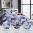 Bedspread Set King Size Plaid Quilt Bedding King Grey Blue Patchwork Modern Lightweight Quilt Bedspread Home Reversible Coverlet-Soft Polyester 3 Piece Quilt Set Collection