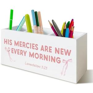 UNCDLV Pink Coquette Bow Christian Desk Decor, Preppy Christian Scriptures Bible Pen Pencil Holder Organizer for Girly Room Dorm Office Desk Accessories Christian Gifts for Women