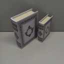 Decorative Wooden Book Box Set of 2 - Vintage Faux Book Boxes for Home Decor, Secret Storage with Magnetic Closure, Antique Style, Grey Leather Cover Design, Perfect for Home Office Bookshelf