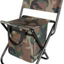 Portable Fishing Chair with Cooler Bag, Foldable Backpack Stool with Backrest, Backpack Cooler Chair for Finishing Travel Camping Hunting Hiking