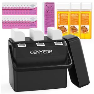 3 IN 1 Roll On Wax Kit, Waxing Kit for Hair Removal, Triple Roll-On Wax Warmer with 3 Honey Wax Cartridge Wax Roller Refill for Legs Arms and Underarm, Upgrade Heating System-Just 13 Mins Fast
