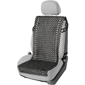 VaygWay Beaded Seat Cushion Car Driver Seat Cover with Durable & Double Strung Natural Wood Beads- Cooling Comfort Ventilated Massaging Support Cushion for Cars, Trucks & Office Chairs- Black (Black Style 2)