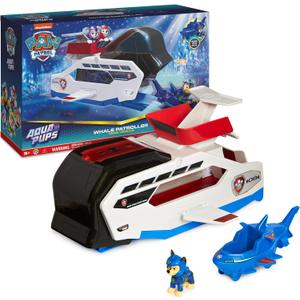 Paw Patrol Aqua Pups Whale Patroller Team Vehicle with Chase Action Figure, Toy Car and Vehicle Launcher, Kids Toys for Ages 3 and up