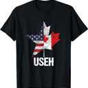 Half Canadian American USEH Canada USA Flag United States T-Shirt, S