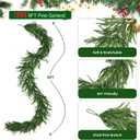 Christmas Norfolk Pine Garland, 2PCS 9Ft Real Touch Artificial Pine Greenery Christmas Garlands for Table Fireplace Wall Home Indoor Outdoor Decoration