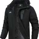 Men's Waterproof Ski Jacket Warm Snow Coat, with Adjustable Hooded for Skiing & Outdoor Adventure (XX-Large, Black)