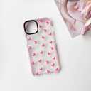 NITITOP Compatible with iPhone 15 Pro Case Cute Clear for Women Girls Pink Love Heart Pattern Ultra Slim with Bumper Protector Soft TPU Anti-Yellow Protective Cover - Pink Heart