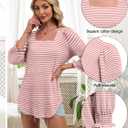 Women Dressy Shirt 3/4 Sleeve Blouse Casual 2025 Fall Fashion Top Square Neck Pleated Loose Fit Business Basic Top (Pink, S)