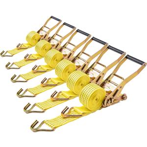 VEVOR 6 Pack 2 x 15 Ratchet Straps Heavy Duty Tie Down with Double J Hook, 5000 lbs Break Strength, Carry Bag, Tie Down Ratcheting for Moving, Trailers, Motorcycles, Kayaks, Car Roof
