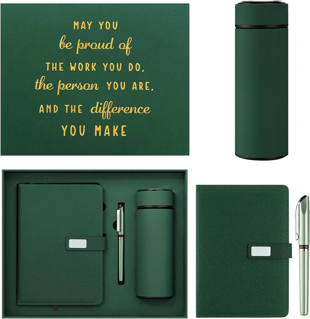 Honoson Christmas Employees Appreciation Gift Set for Men, New Employee Welcome to The Team Sets Notebook Pen and Tumbler May You Be Proud, Farewell Gifts for Coworkers Christmas(Dark Green)