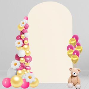 6 FT Arch Cover - Wedding & Party Arch Stand Cover, Stretchy Beige Spandex Backdrop
