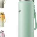 Enerbone Insulated Water Bottle, 32 oz Stainless Steel Water Bottles with Carrying Strap, Double-Wall Vacuum Insulation Thermos, Leakproof Sports Bottle with Straw, Keep Drinks Hot or Cold for Hours (Oasis)