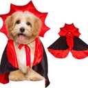 ADOGGYGO Halloween Dog Costume Dog Vampire Devil Costume Dog Halloween Cloak Cape Red Black Halloween Vampire Costumes for Small Dogs (Black&Red, Small)