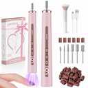Cordless Nail Drill, 9 Speed Electric Nail File with UV Nail Lamp: Professional for Acrylic Gel Dip Powder Nails Manicure Portable Nail Filer Machine Kit for Pedicure Rechargeable Lightweight