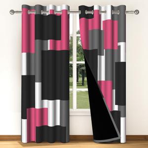 Blackout Curtains 84 Inches Length 2 Panels Bedroom Window Drapes Modern Abstract Geometric Living Room Window Curtains Grommet Thermal Insulated 52x84(Black, Grey, White, Pink)