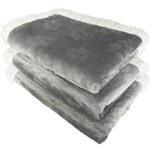 Qeils 1 Pack 3 Dog Blankets for Small Dogs - 3 pcs Waterproof Dog Blanket Washable - Soft Sherpa Fleece Puppy Blanket for Kitten Doggy, Warm Cat Blankets for Indoor Cats, 16"X23", Grey