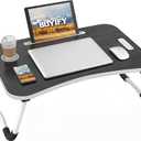 BUYIFY 23" Foldable Lap Desk for Laptop Writing w/Cup Holder Black
Sturdy and Durable, Laptop Bed Desk with Tablet Slot, No Assembly, Space Saving for Bed Couch Dorm WFH Students