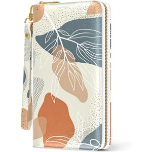 Nipichsha Womens Wallet, RFID Wristlet Wallet for Women, Cute Ladies Purse, Large Credit Card Clutch Wallets, Leather Card Holder Wallets with Zipper & Phone Holder, Abstract Boho Leaf Nipichsha Womens Wallet, RFID Wristlet Wallet for Women, Cute Ladies Purse, Large Credit Card Clutch Wallets, Leather Card Holder Wallets with Zipper & Phone Holder, Abstract Boho Leaf