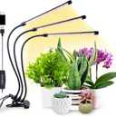 ELITUN Grow Lights for Indoor Plants, 3000k/5000k/660nm Full Spectrum Plant Light with 3/9/12H Timer, 9 Brightness Levels, Auto ON/Off, 3 Heads Clip 126 LEDs Plant Grow Lamps