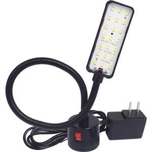 Led Magnetic Work Light 21 LEDs 300mm FlexibleGooseneck lamp 500 Lumens 120 Volt for SewingMachine Lathe Milling Drill Press Industrial Lighting (Round Magnetic Base, 5W, 12")