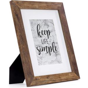 kennethan 8x10 Picture Frame Rotten Brown, Wooden Frame with white mat, For Tabletop and Wall Mounting Display for Home, Office,Gallery,Holiday with Photos, Posters