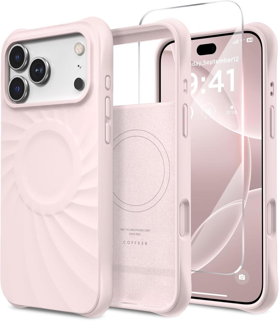 for iPhone 17 Pro Case, Compatible with MagSafe, Screen Protector +[Integrated Silicone Camera Control Button], Shockproof Protective Magnetic Case for iPhone 17 Pro 6.3", Lovely Pink