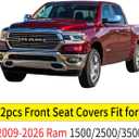 YIERTAI Car Seat Covers for Dodge Ram Fit 2009-2026 1500 2010-2026 2500 3500 Classic Bighorn Longhorn Laramie Tradesman Truck Gray Front