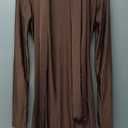 JUMISEE Women's Sexy High Neck Long Sleeve Maxi Dress Elegant Tie Waist Bodycon Long Dress Cocktail Party Dress (Coffee)