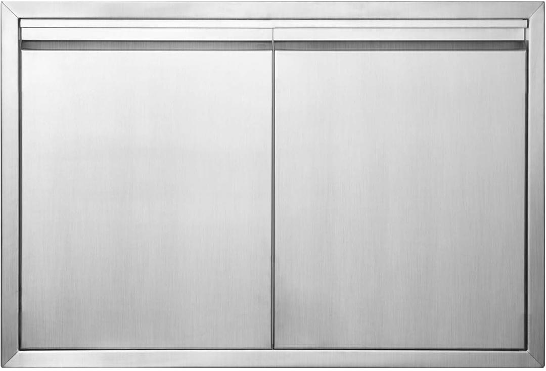 JIE JIN BBQ Access Door 35" W X 24" H Outdoor Kitchen Doors Double Doors Thickened 304 Stainless Steel Outdoor Kitchen Accessories Door for Indoor/Outdoor Kitchen Outdoor Cabinet BBQ Island