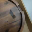 Acacia Wood Ottoman Tray with Handles - 20" x 15" Round - Large Oval Serving Trays for Living Room -Wooden Trays Decorative for Kitchen Counter, Coffee Table, Breakfast in Bed (Walnut Color)