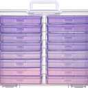 4x6 Photo Storage Box with Handle - Craft Keeper, 16 Inner Cases - Large Gradient Purple Series
