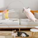 Suction Cup Cat Toys for Indoor Cats,3 in 1 Interactive cat Toys for Indoor Cats,Self Play or Handheld,Feathers & Bells,Realistic Toy Mouse and Silvervine SticksBlack