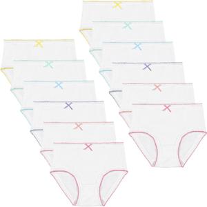 Phennie's Girls' Underwear Soft Cotton Panties Solid White Breathable Kids Girls Underwear Pure Cotton Undies 12 Pack (7-8 Years)