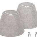 Lamp Shades for Table Lamps, Gray Lampshades Set of 2, 5.5" Top x 10" Bottom x 6.6" High, Natural Linen Lamp Shades for Floor Lamps Bedside Lamps, Spider, Bulb Clip Adapters Included