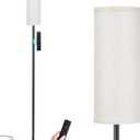 Ambimall 64'' Floor Lamps for Living Room with Remote Control and Stepless Dimmable Colors Temperature & Brightness, 9W Bulb Included(Beige Lampshade & Black Pole)