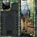 Mitywah Wateproof Case for iPhone 15 Pro Max, Military Grade Shockproof Cover for Outdoor Hiking and Climbing, Heavy Duty Metal Full Body Phone Case with Built-in Screen Protector, 6.7", Camouflage