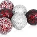 6 Pcs Decorative Glass Balls, 2.5 Inch Mosaic Orbs for Centerpieces, Mixed Color Table Spheres for Home Decor, Vase Fillers, and Wedding Bowl Decorations