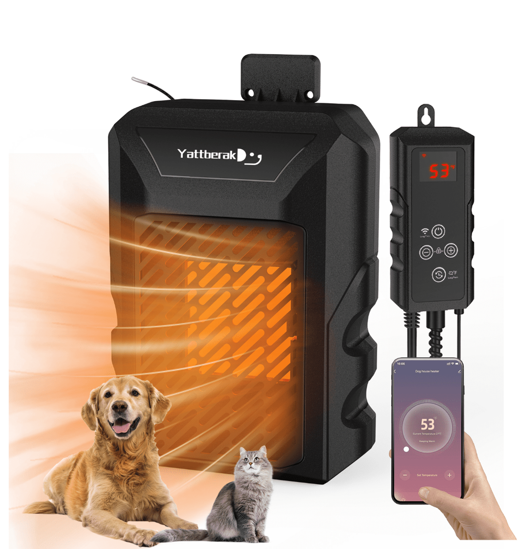 Yattberak 500W Safe Black Dog House Heater with Adjustable Temperature and Timer（Black）