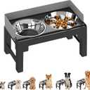 PAKEWAY Elevated Dog Bowls, Spill Proof, Tiltable Pet Feeder with 1 Stainless Steel Bowl &1 Stainless Steel Slow Feeder Bowl, 6 Height Adjustable Raised Dog Bowls Stand for Medium Large Dogs (Grey)