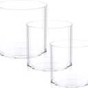 Clear Vase Set of 3, Polycarbonate, Round, Transparent, Wide Mouth, Ideal for Wedding Decor, Flowers, Bedroom, Living Room, Bathroom, Break Resistant